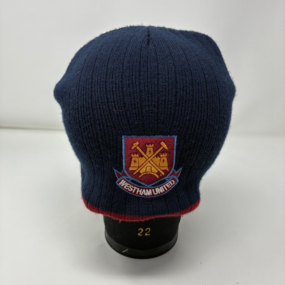 Vintage West Ham United Beanie Hat‎ Knit Cap Blue Claret Soccer Football EPL